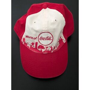 World Of Coca Cola Strapback Baseball Hat Cap Red White Youth OSFM